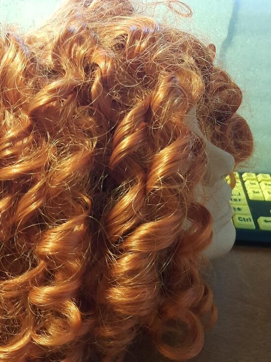 NEW ! Women Orange Curly Ginger Hair Wig 17 Inch Long